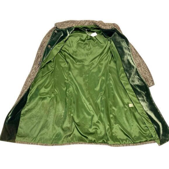 Elie Tahari Long Coat Womens Size Medium Tweed Velvet Trim Classic Chic Elegance - Picture 11 of 16